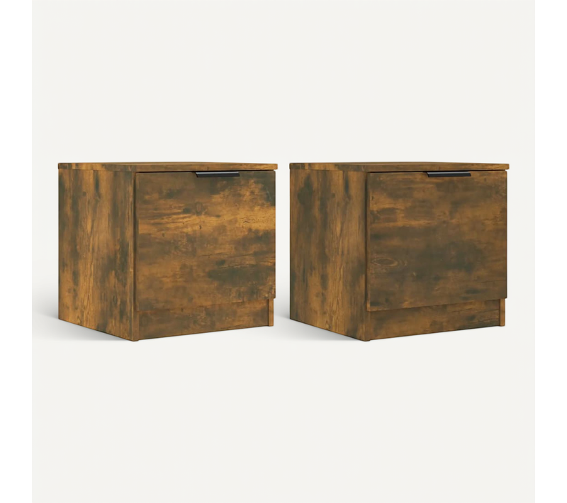 Tables De Chevet 2 Pièces Chêne Fumé 40x39x40 Cm