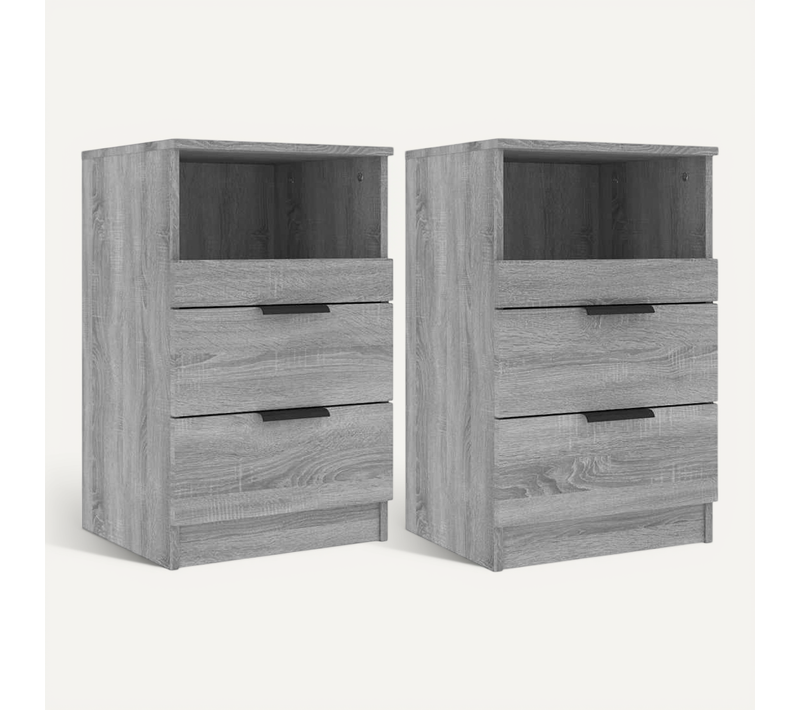 Tables De Chevet 2 Pièces Sonoma Gris Bois Contreplaqué