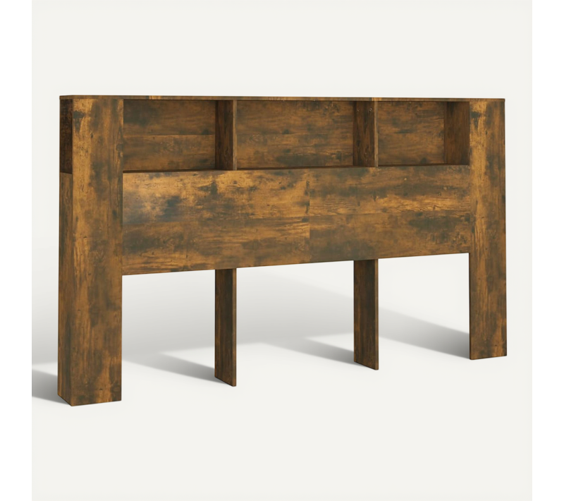 Armoire De Tête De Lit Chêne Fumé 180x18,5x104,5 Cm