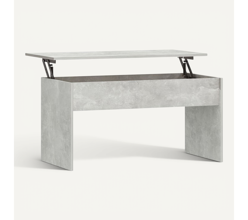 Table Basse Gris Béton 102x50,5x52,5 Cm Bois Contreplaqué