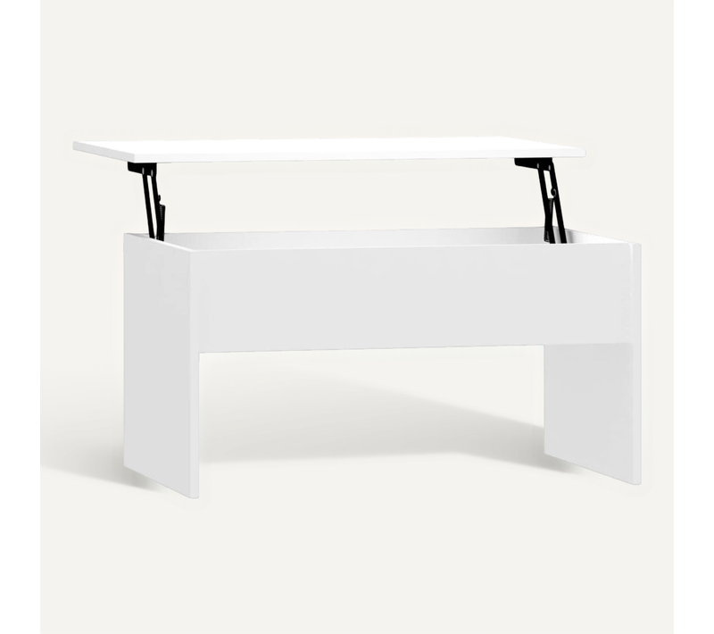 Table Basse Blanc Brillant 80x50,5x41,5 Cm Bois Contreplaqué