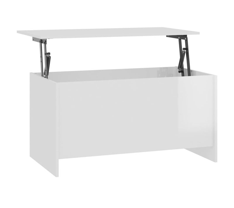 Table Basse Blanc Brillant 102x55,5x52,5 Cm Bois Contreplaqué