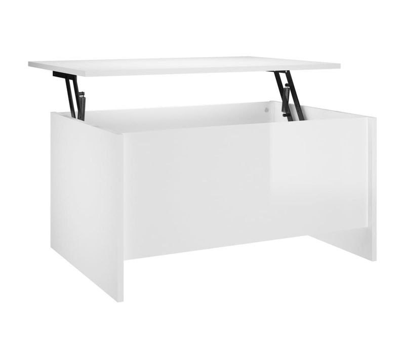 Table Basse Blanc Brillant 80x55,5x41,5 Cm Bois Contreplaqué