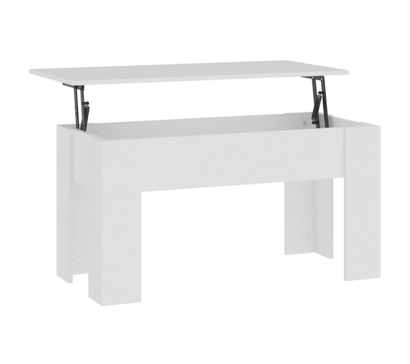 Table Basse Blanc 101x49x52 Cm Bois Contreplaqué