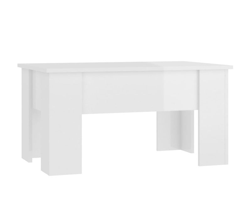 Table Basse Blanc Brillant 79x49x41 Cm Bois Contreplaqué