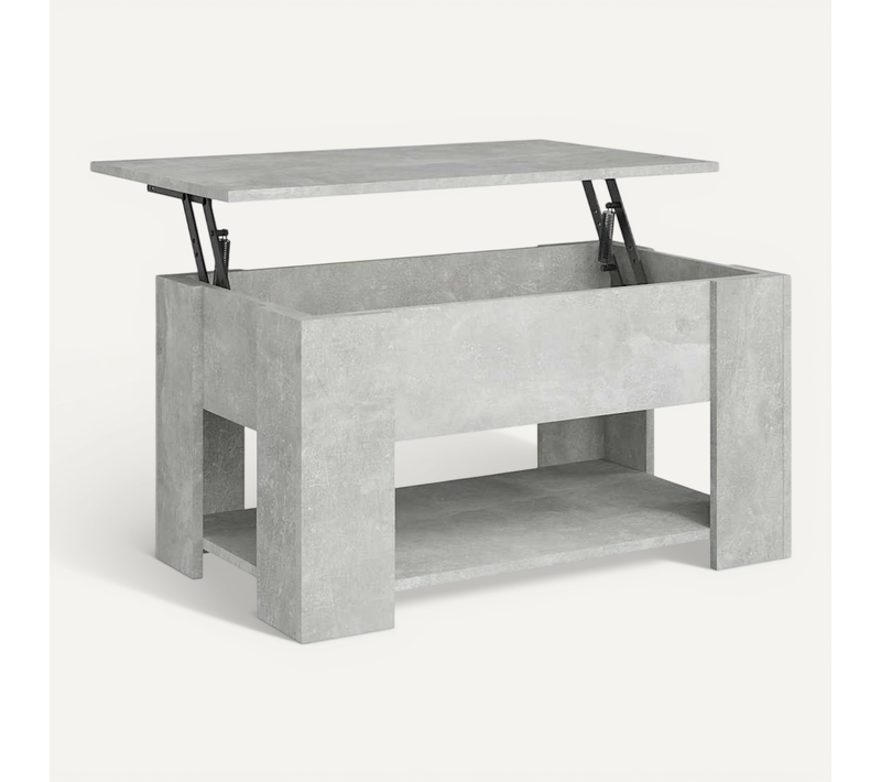 Table Basse Gris Béton 79x49x41 Cm Bois Contreplaqué