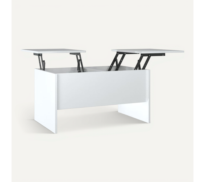 Table Basse Blanc Brillant 80x50x42,5 Cm Bois Contreplaqué