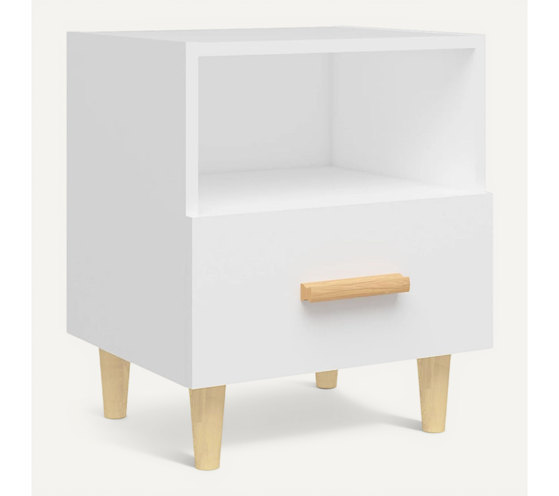 Table De Chevet Blanc 40x35x47 Cm