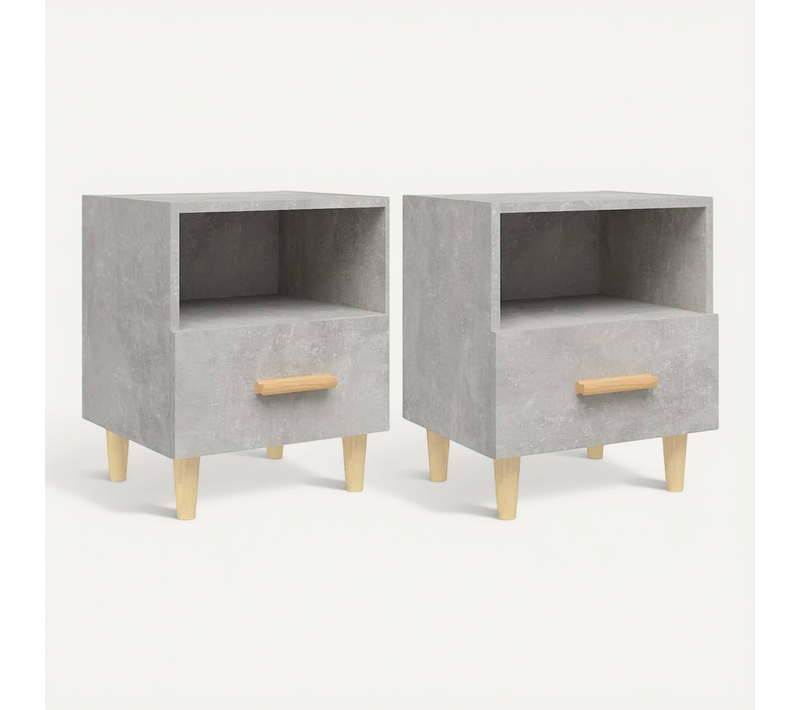Tables De Chevet 2 Pièces Gris Béton 40x35x47 Cm