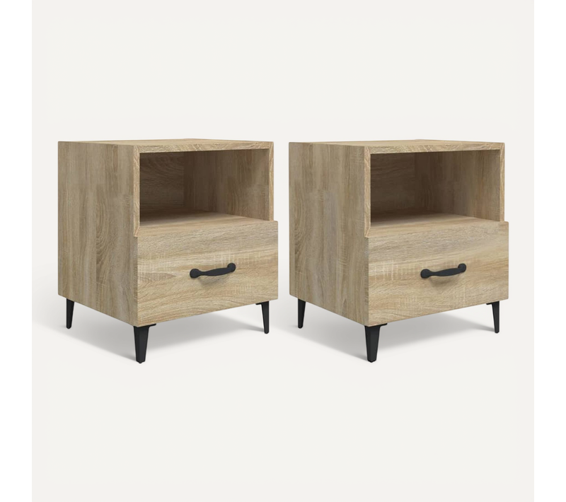 Tables De Chevet 2 Pièces Chêne Sonoma Bois Contreplaqué