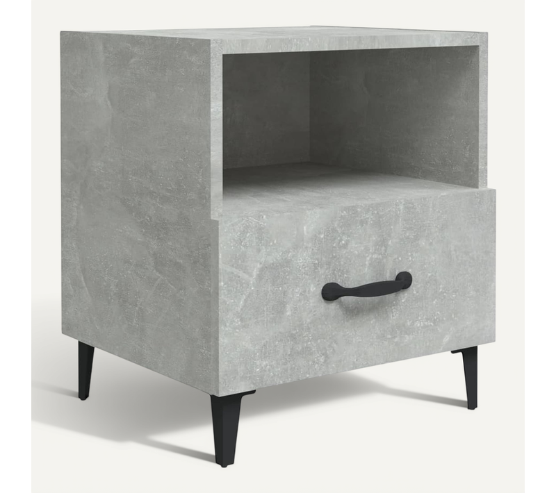 Table De Chevet Gris Béton Bois Contreplaqué
