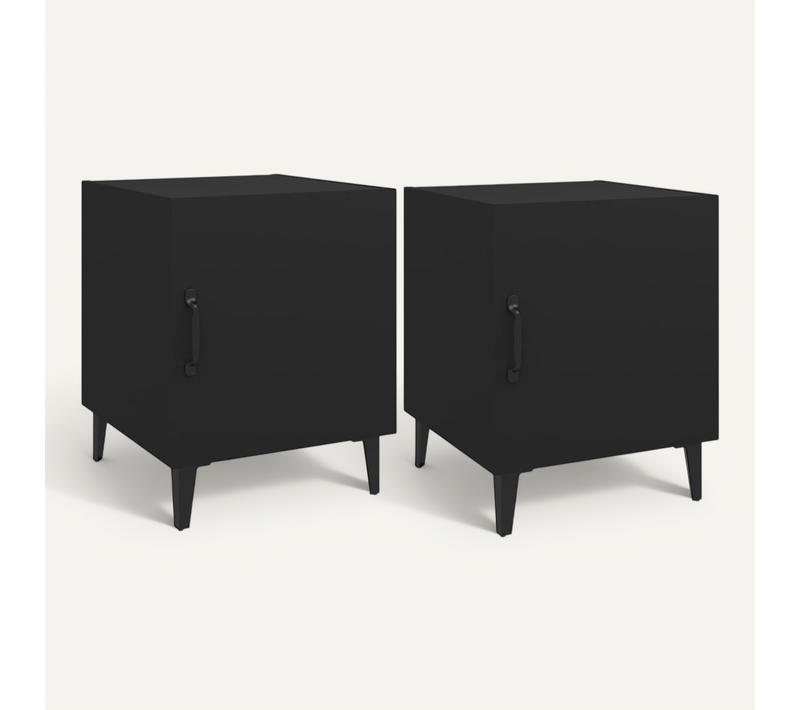 Tables De Chevet 2 Pièces Noir Bois Contreplaqué