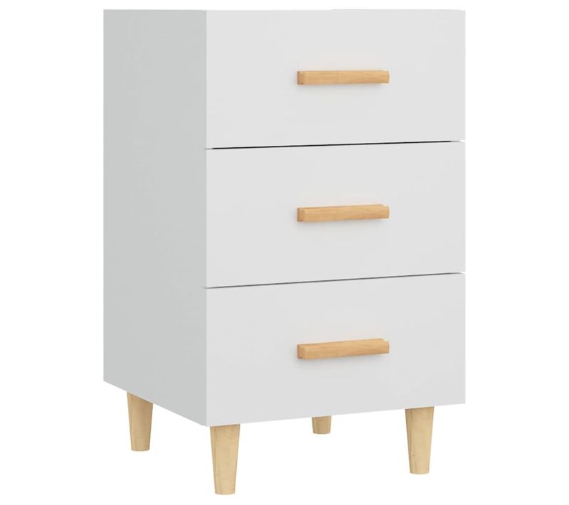 Table De Chevet Blanc 40x40x66 Cm Bois Contreplaqué