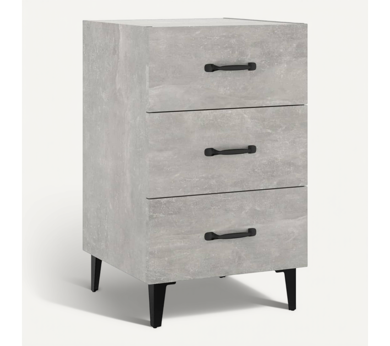 Table De Chevet Gris Béton 40x40x66 Cm Bois Contreplaqué