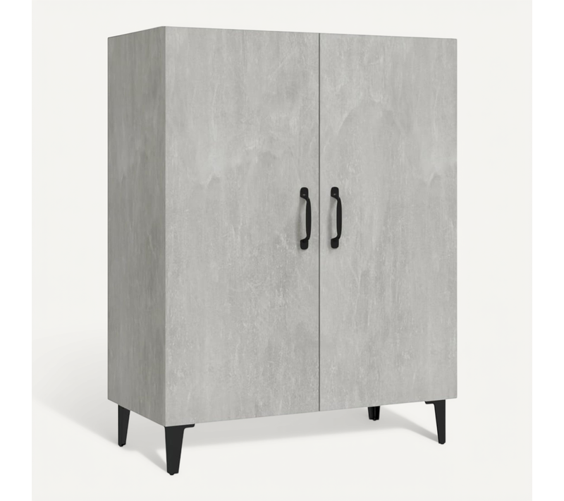 Buffet Gris Béton 70x34x90 Cm Bois Contreplaqué