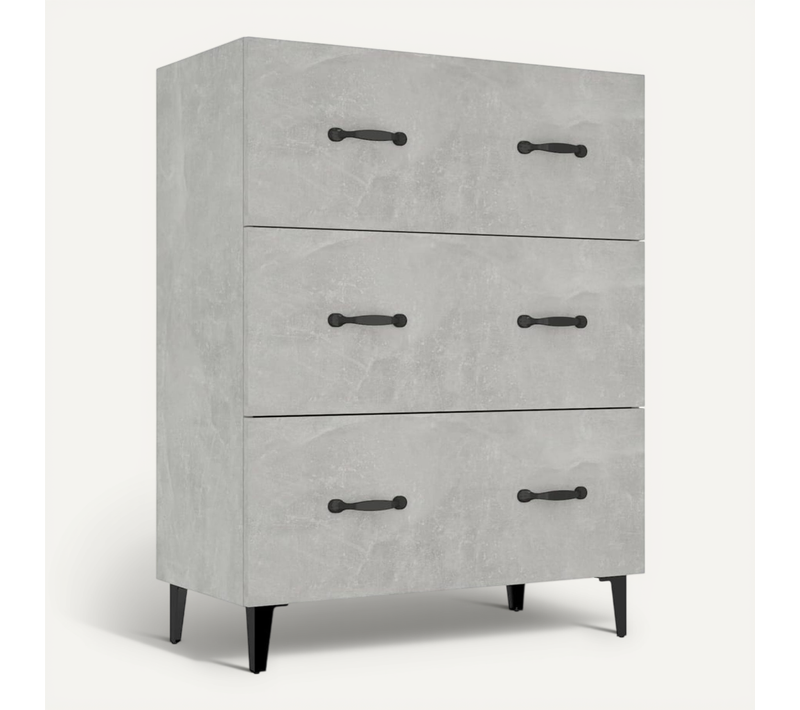 Buffet Gris Béton 69,5x34x90 Cm Bois Contreplaqué