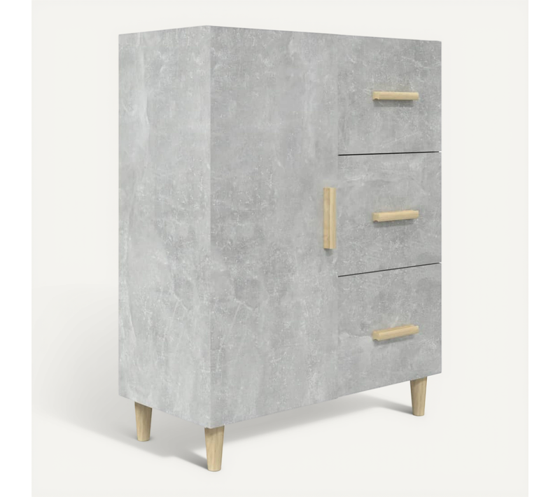 Buffet Gris Béton 69,5x34x90 Cm Bois Contreplaqué