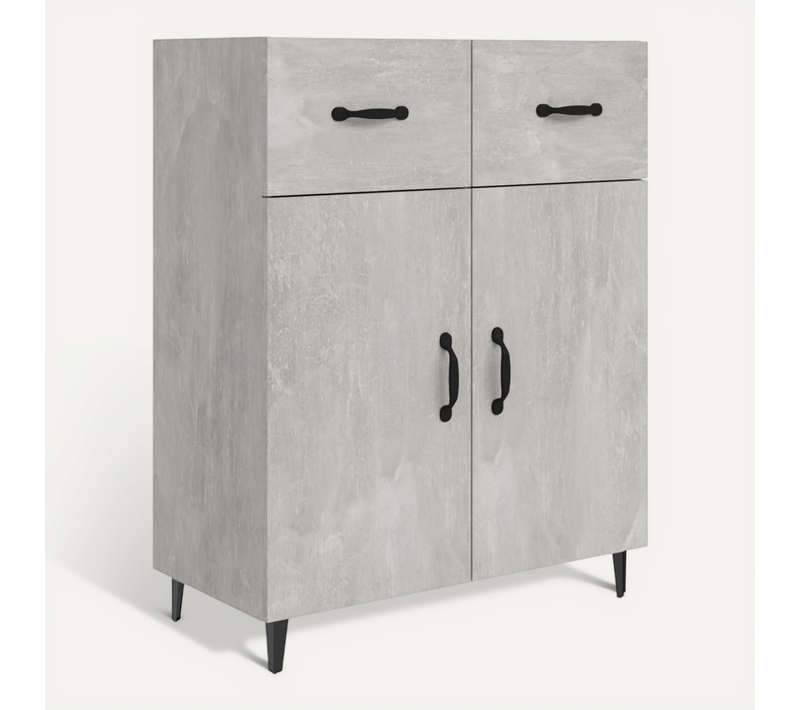 Buffet Gris Béton 69,5x34x90 Cm Bois Contreplaqué