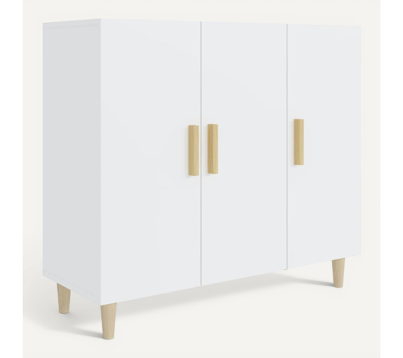 Buffet Blanc 90x34x80 Cm Avec Rangements Fonctionnels Meuble De Salon Polyvalent