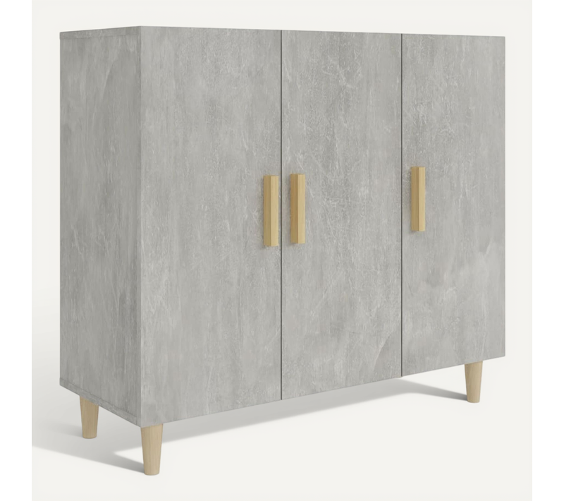 Buffet Gris Béton 90x34x80 Cm Bois Contreplaqué