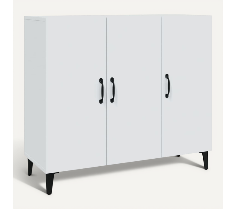 Buffet Blanc 90x34x80 Cm Bois Contreplaqué