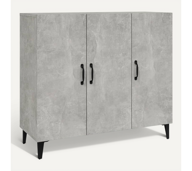 Buffet Gris Béton 90x34x80 Cm Bois Contreplaqué