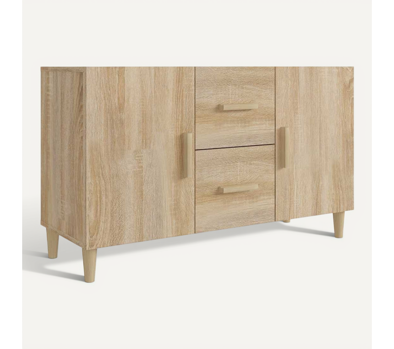 Buffet 2 Portes Et 2 Tiroirs En Chêne Sonoma 100 X 36 X 60 Cm