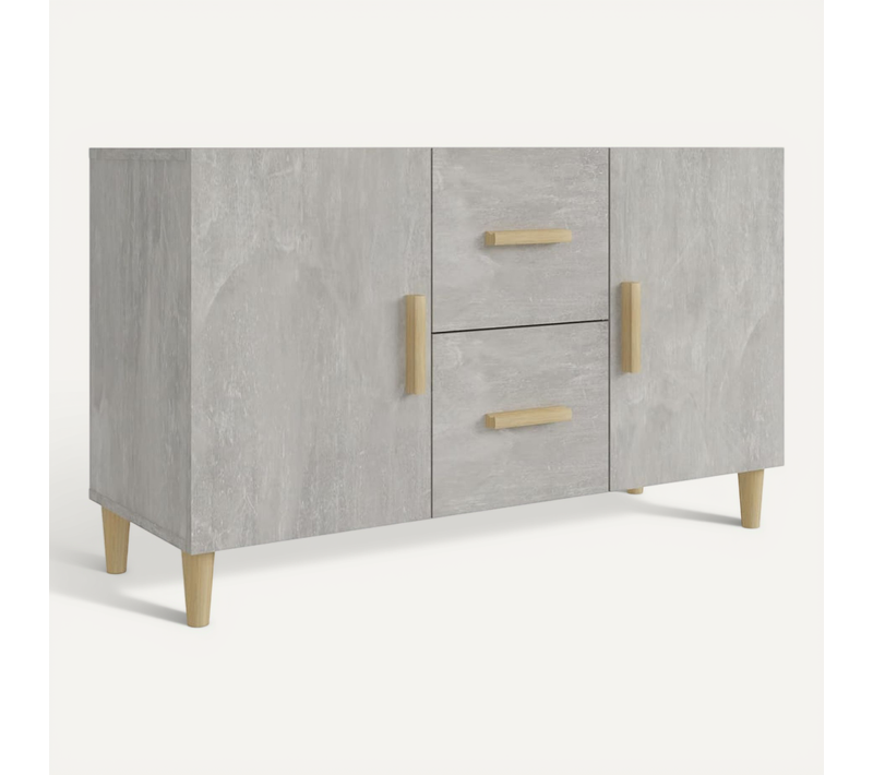 Buffet Gris Béton 100x36x60 Cm Bois Contreplaqué