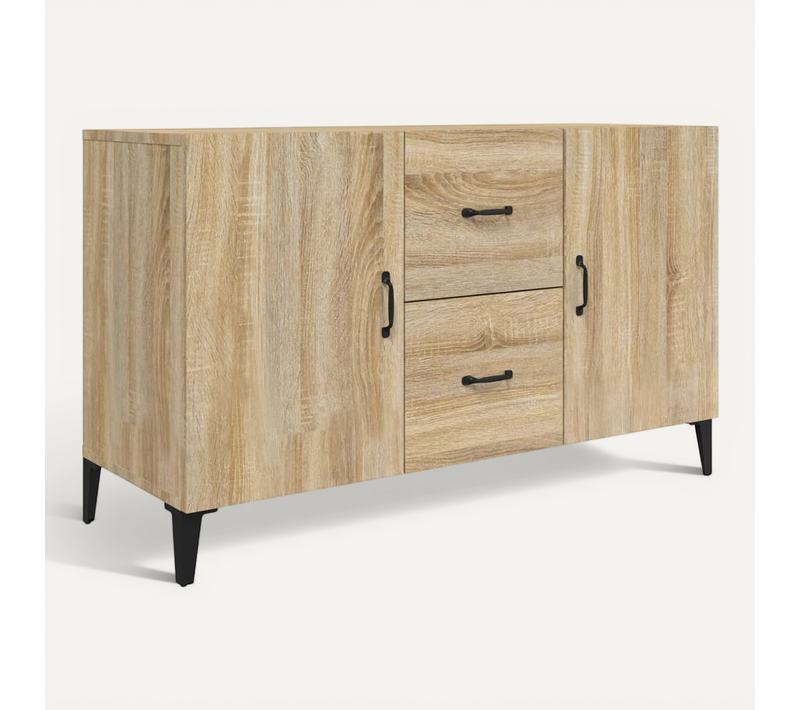 Buffet Chêne Sonoma 100x36x60 Cm Meuble Rangement Fonctionnel Salon