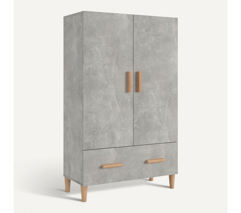 Buffet Haut Gris Béton 70x31x115 Cm Bois Contreplaqué