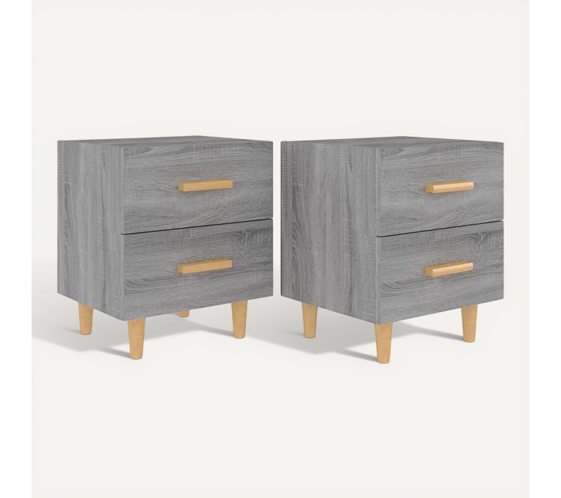 Tables De Chevet 2 Pièces Sonoma Gris 40x35x47,5 Cm