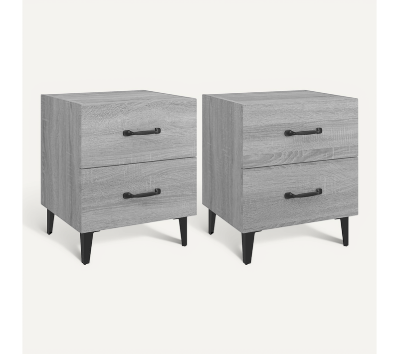 Tables De Chevet 2 Pièces Sonoma Gris 40x35x47,5 Cm