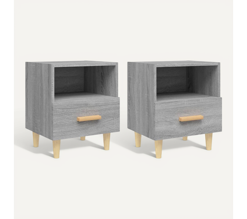 Tables De Chevet 2 PCs Sonoma Gris 40x35x47 Cm