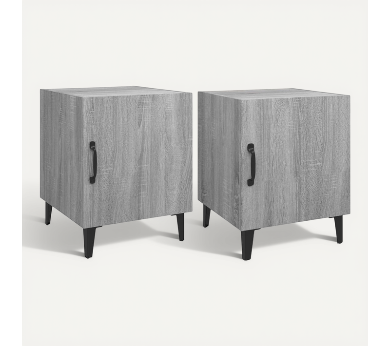 Tables De Chevet 2 Pièces Sonoma Gris Bois Contreplaqué