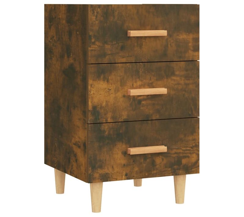 Table De Chevet Chêne Fumé 40x40x66 Cm Bois Contreplaqué