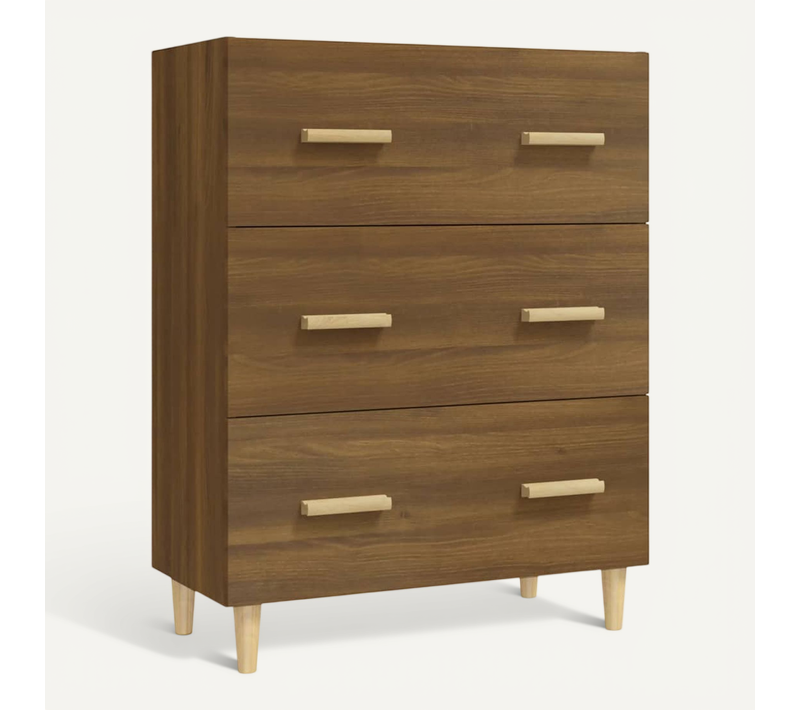 Buffet Chêne Marron 70x34x90 Cm Bois Contreplaqué