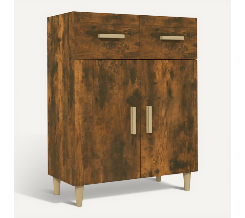 Buffet Chêne Fumé 69,5x34x89 Cm Bois Contreplaqué