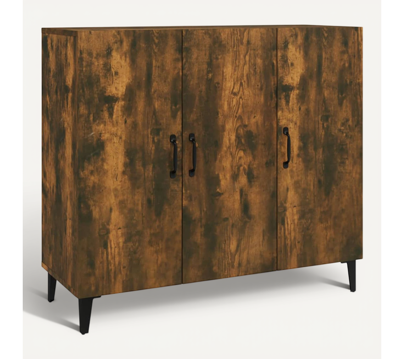 Buffet Chêne Fumé 90x34x80 Cm Bois Contreplaqué