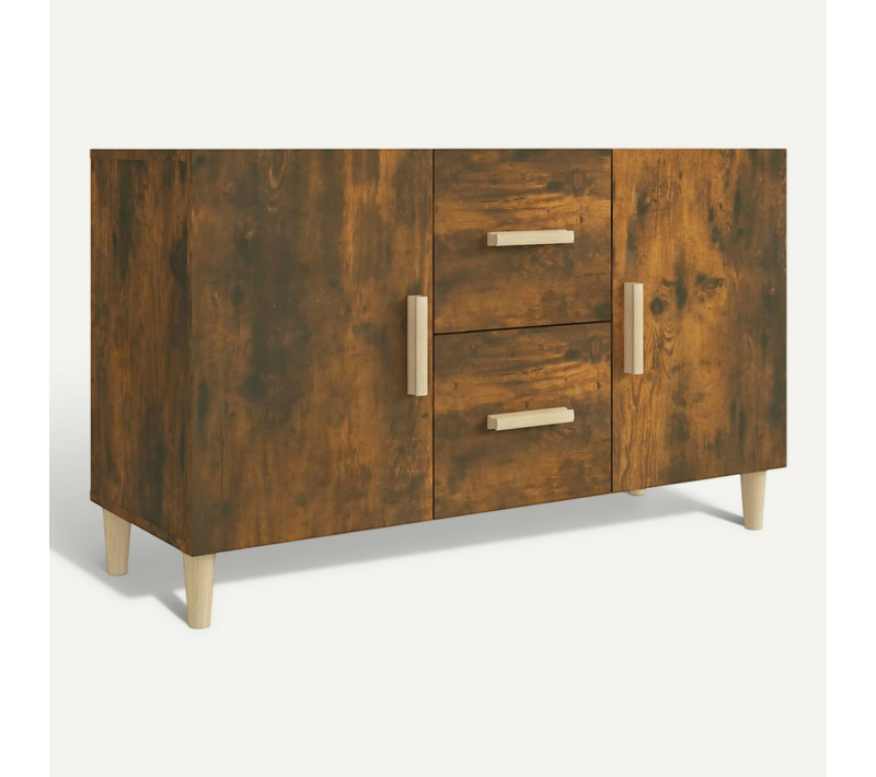 Buffet Chêne Fumé 100x36x60 Cm Bois Contreplaqué