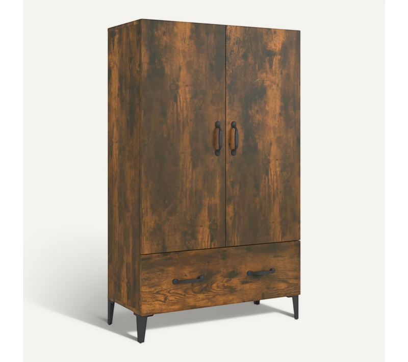 Buffet Haut Chêne Fumé 70x31x115 Cm Bois Contreplaqué