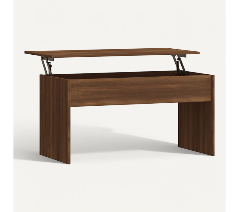 Table Basse Chêne Marron 102x50,5x52,5 Cm Bois Contreplaqué