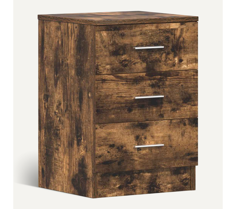 Table De Chevet Chêne Fumé 38x35x56 Cm Bois Contreplaqué