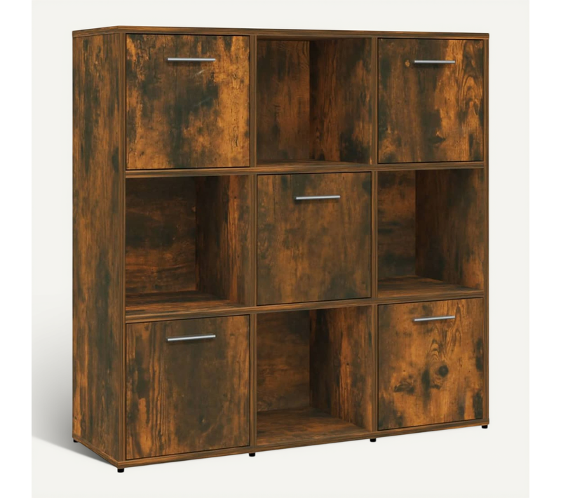Bibliothèque Chêne Fumé 90x30x90 Cm Bois Contreplaqué