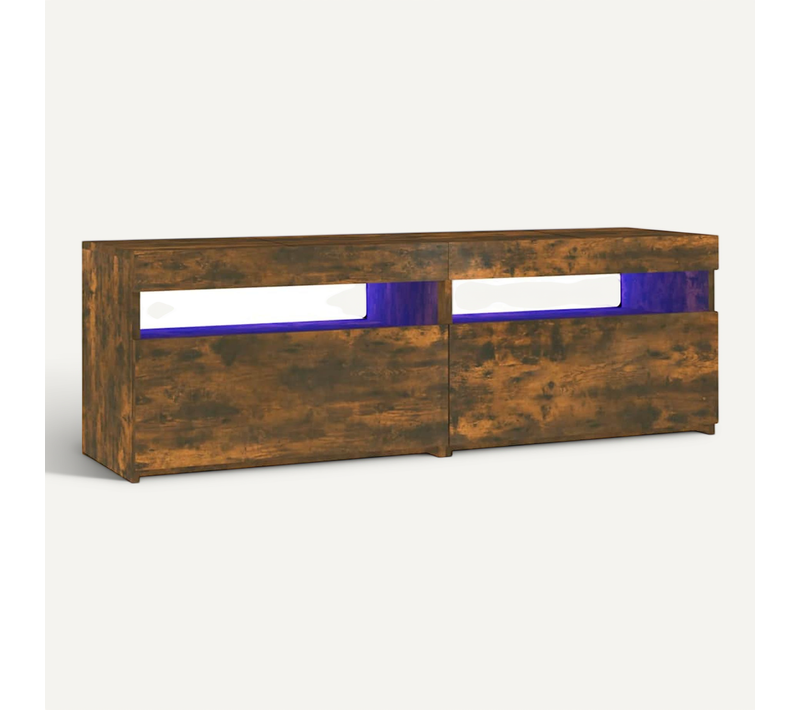 Meuble TV Avec Lumières LED Chêne Fumé 120x35x40 Cm