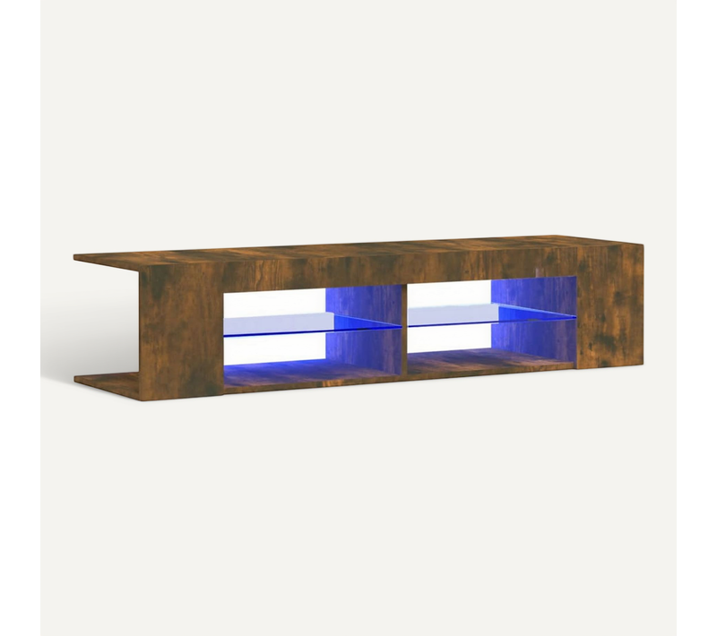 Meuble TV Avec Lumières LED Chêne Fumé 135x39x30 Cm