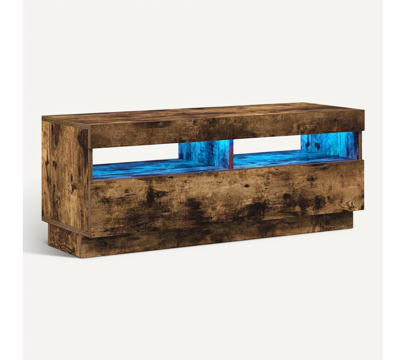 Meuble TV Avec Lumières LED Chêne Fumé 100x35x40 Cm