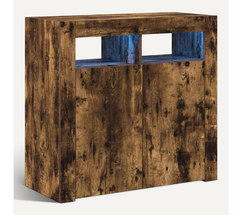 Buffet Avec Lumières LED Chêne Fumé 80x35x75 Cm