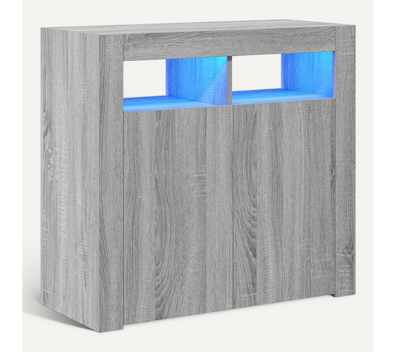 Buffet Avec Lumières LED Sonoma Gris 80x35x75 Cm