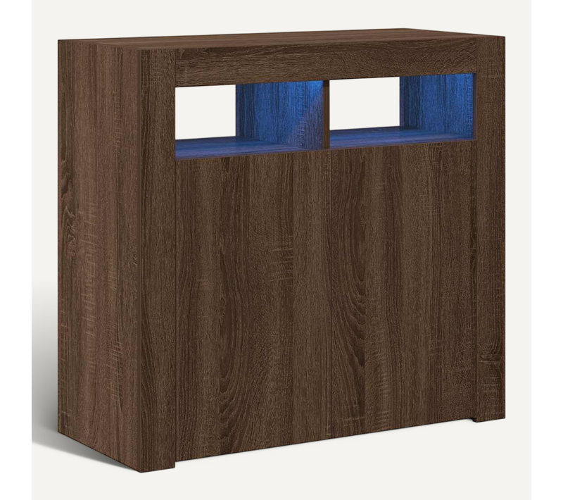 Buffet Avec Lumières LED Chêne Marron 80x35x75 Cm