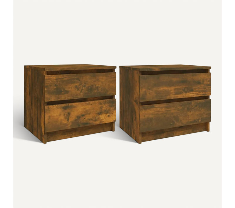 Tables De Chevet 2pcs Chêne Fumé 50x39x43,5cm Bois Contreplaqué